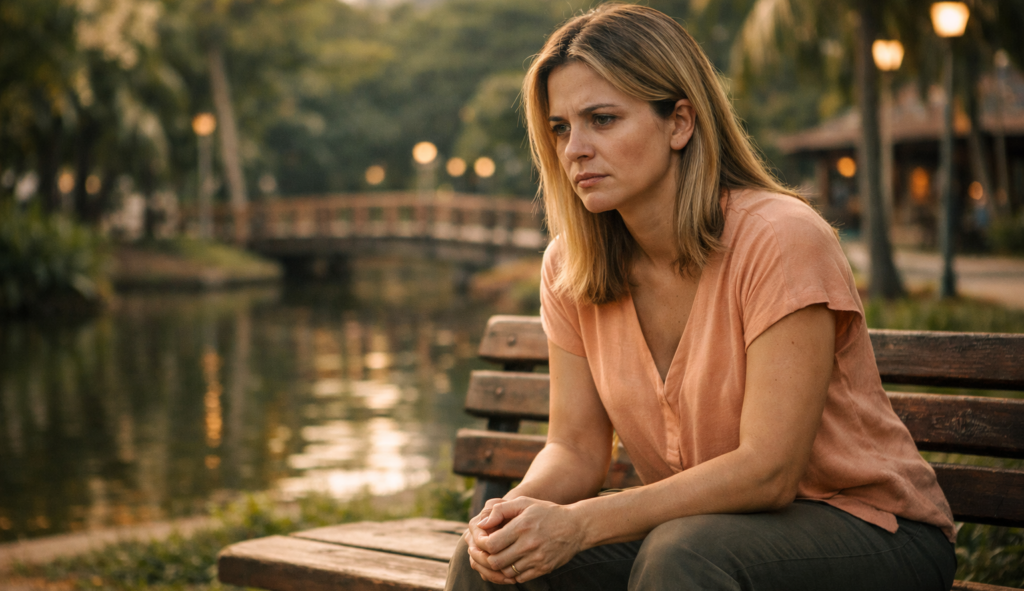 ansiedade e trauma em mulher brasileira no Parque Jefferson Peres
